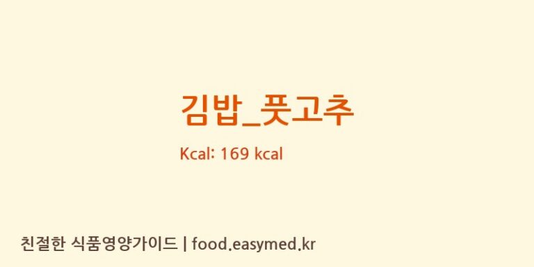 김밥_풋고추 영양성분 (칼로리, 단백질, 나트륨)
