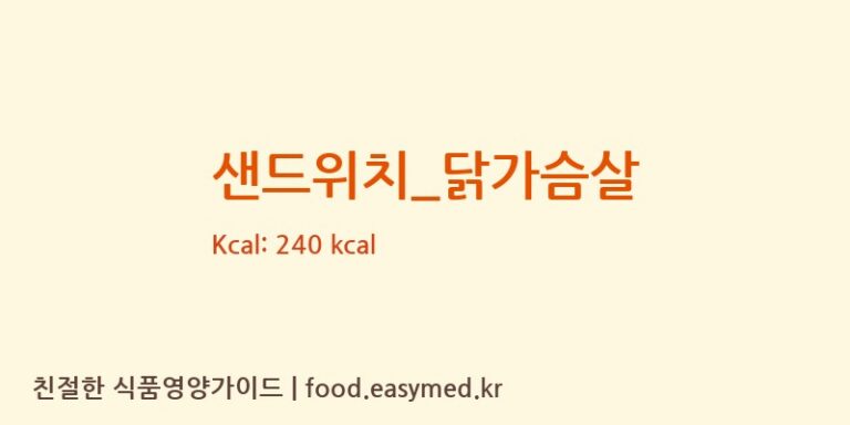샌드위치_닭가슴살 영양성분 (칼로리, 단백질, 나트륨)