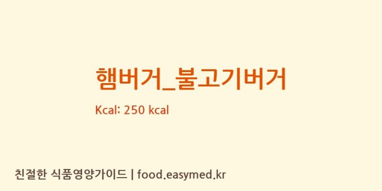 햄버거_불고기버거 영양성분 (칼로리, 단백질, 나트륨)