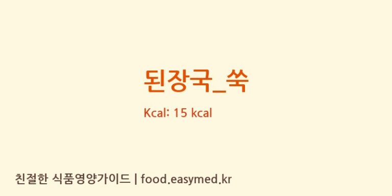 된장국_쑥 영양성분 (칼로리, 단백질, 나트륨)