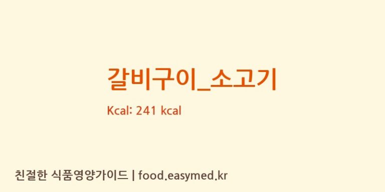 갈비구이_소고기 영양성분 (칼로리, 단백질, 나트륨)