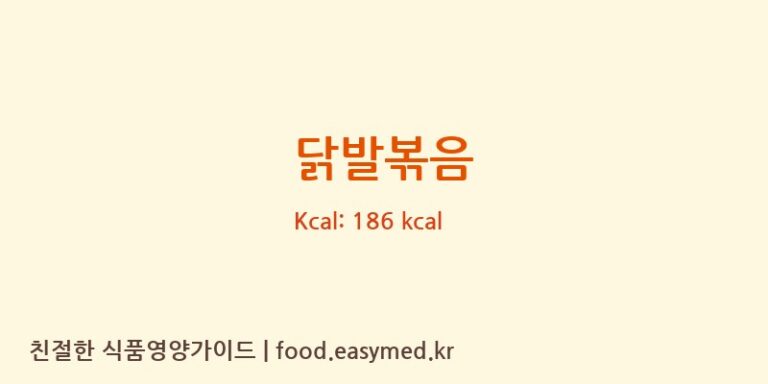 닭발볶음 영양성분 (칼로리, 단백질, 나트륨)