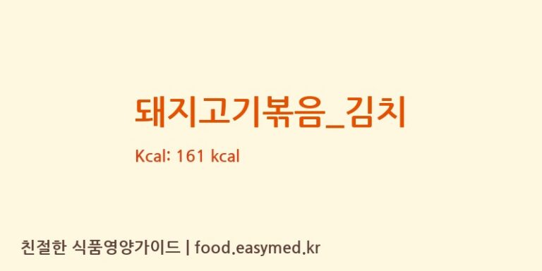 돼지고기볶음_김치 영양성분 (칼로리, 단백질, 나트륨)