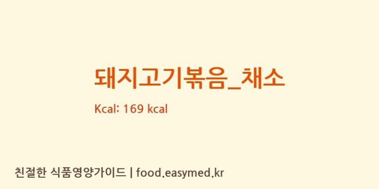 돼지고기볶음_채소 영양성분 (칼로리, 단백질, 나트륨)