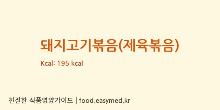 돼지고기볶음(제육볶음) 영양성분 (칼로리, 단백질, 나트륨)