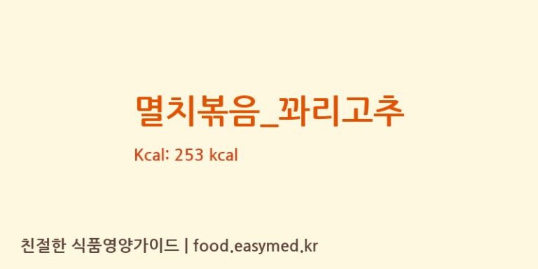 멸치볶음_꽈리고추 영양성분 (칼로리, 단백질, 나트륨)