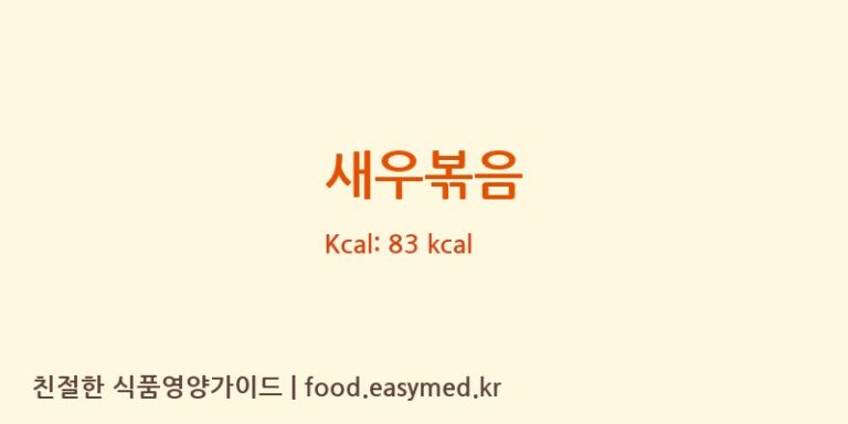 새우볶음 영양성분 (칼로리, 단백질, 나트륨)