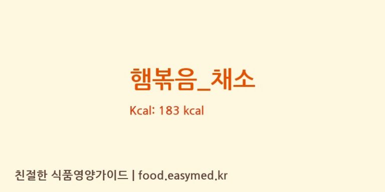 햄볶음_채소 영양성분 (칼로리, 단백질, 나트륨)