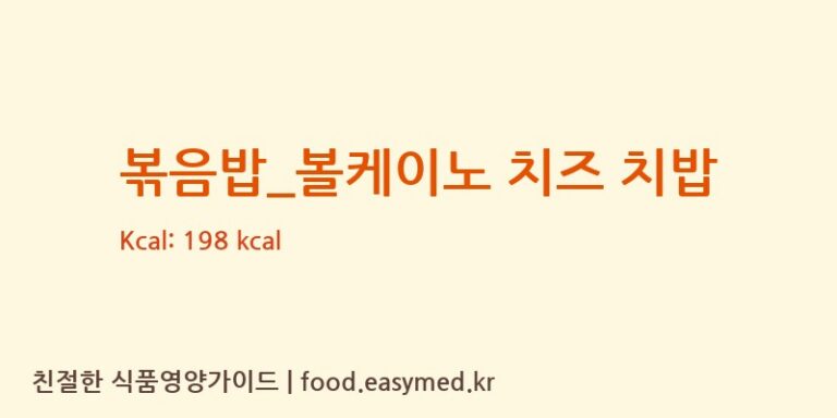 [굽네치킨] 볶음밥_볼케이노 치즈 치밥 다이어트 영양 정보 (당류, 단백질)