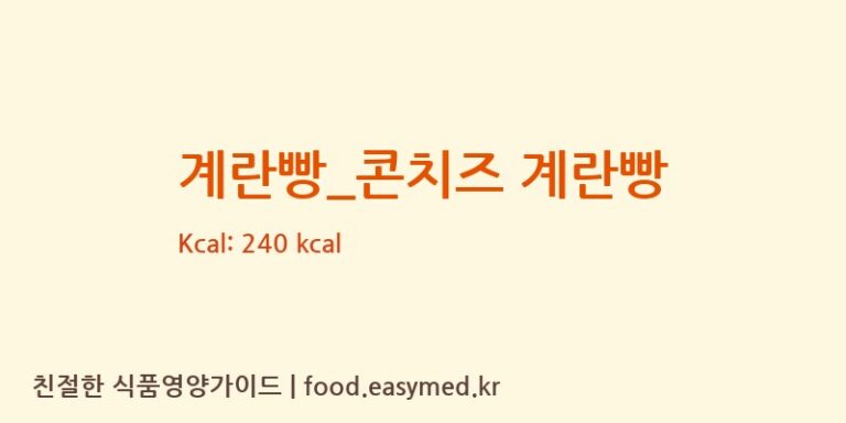계란빵_콘치즈 계란빵 칼로리 및 주요 영양소 분석 (이디야)