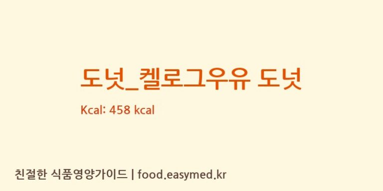 도넛_켈로그우유 도넛 칼로리 및 주요 영양소 분석 (던킨도너츠)