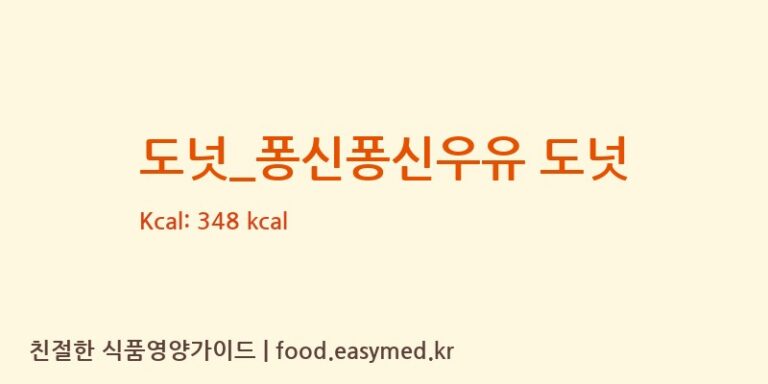 도넛_퐁신퐁신우유 도넛 칼로리 및 주요 영양소 분석 (뚜레쥬르)