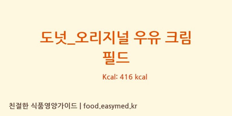 [크리스피크림도넛] 도넛_오리지널 우유 크림 필드 영양성분 (칼로리, 단백질, 나트륨)