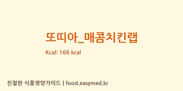 또띠아_매콤치킨랩 칼로리 및 주요 영양소 분석 (뚜레쥬르)