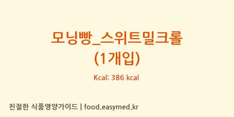 [파리바게뜨] 모닝빵_스위트밀크롤 (1개입) 영양성분 (칼로리, 단백질, 나트륨)
