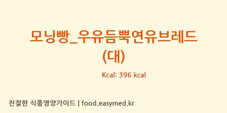 모닝빵_우유듬뿍연유브레드 (대) 칼로리 및 주요 영양소 분석 (파리바게뜨)