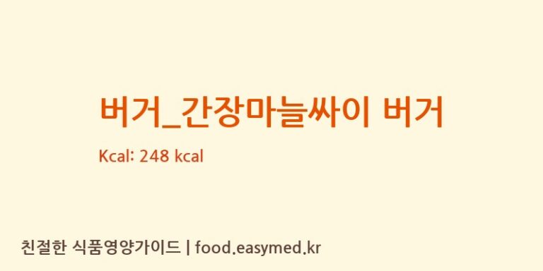 버거_간장마늘싸이 버거 칼로리 및 주요 영양소 분석 (맘스터치)