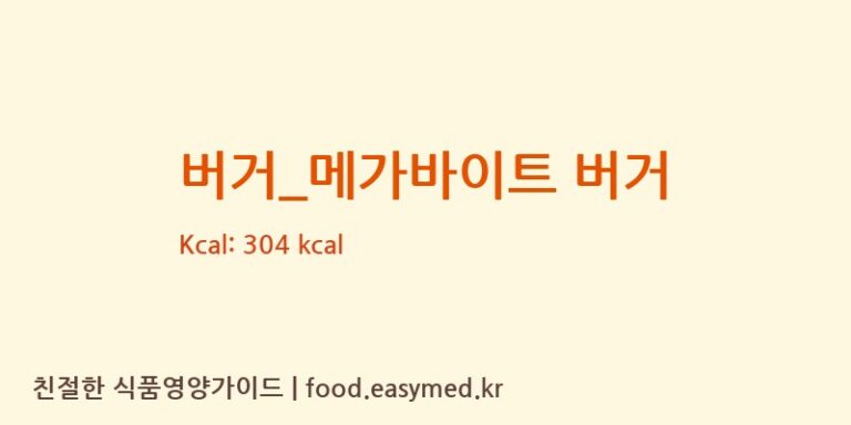 [노브랜드버거] 버거_메가바이트 버거 다이어트 영양 정보 (당류, 단백질)
