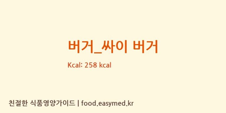 [맘스터치] 버거_싸이 버거 영양성분 (칼로리, 단백질, 나트륨)