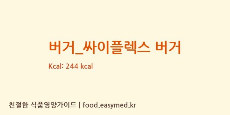 [맘스터치] 버거_싸이플렉스 버거 영양성분 (칼로리, 단백질, 나트륨)