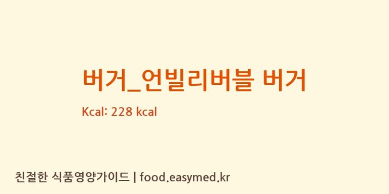[맘스터치] 버거_언빌리버블 버거 영양성분 (칼로리, 단백질, 나트륨)