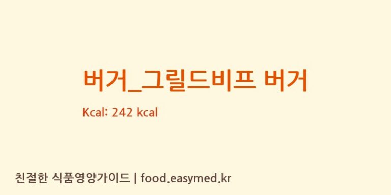 [맘스터치] 버거_그릴드비프 버거 다이어트 영양 정보 (당류, 단백질)