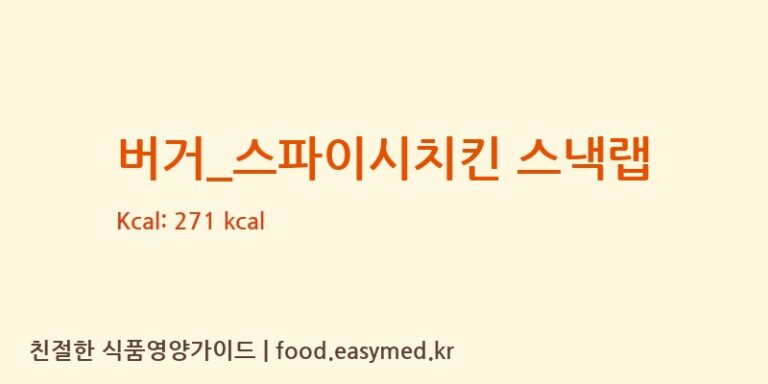 [맥도날드] 버거_스파이시치킨 스낵랩 다이어트 영양 정보 (당류, 단백질)