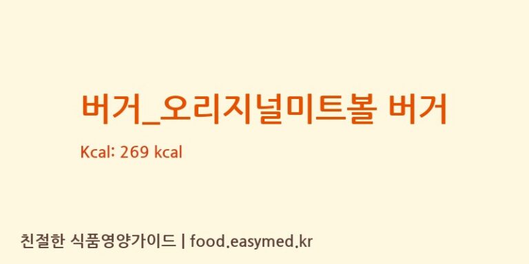 버거_오리지널미트볼 버거 칼로리 및 주요 영양소 분석 (맘스터치)