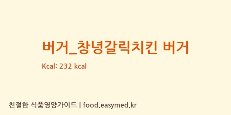 [맥도날드] 버거_창녕갈릭치킨 버거 다이어트 영양 정보 (당류, 단백질)