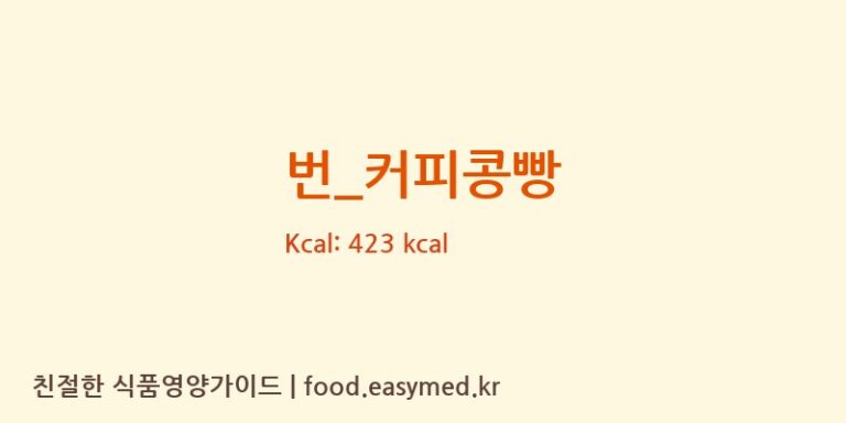 [커피에반하다] 번_커피콩빵 다이어트 영양 정보 (당류, 단백질)