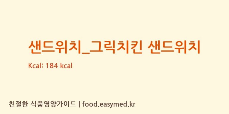 [커피빈] 샌드위치_그릭치킨 샌드위치 영양성분 (칼로리, 단백질, 나트륨)