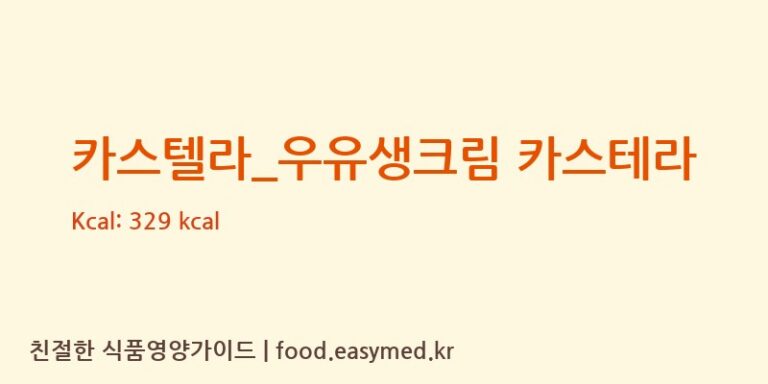 [파리바게뜨] 카스텔라_우유생크림 카스테라 영양성분 (칼로리, 단백질, 나트륨)
