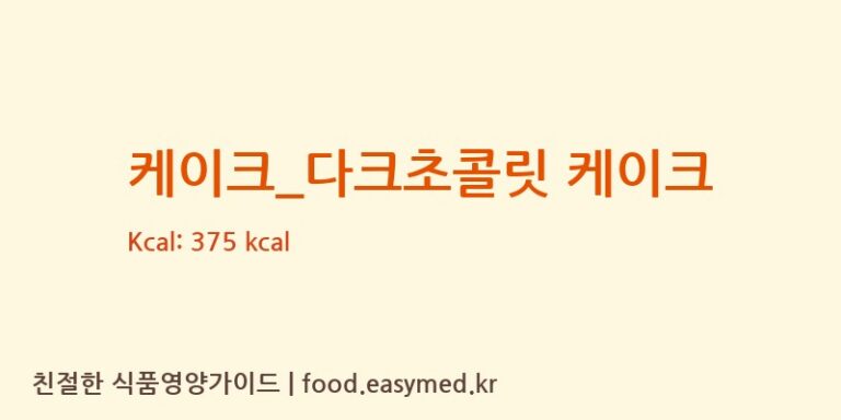 [드롭탑] 케이크_다크초콜릿 케이크 다이어트 영양 정보 (당류, 단백질)