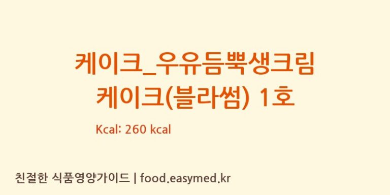 [파리바게뜨] 케이크_우유듬뿍생크림 케이크(블라썸) 1호 영양성분 (칼로리, 단백질, 나트륨)