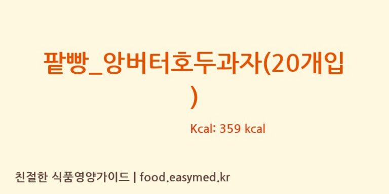 팥빵_앙버터호두과자(20개입) 칼로리 및 주요 영양소 분석 (복호두)