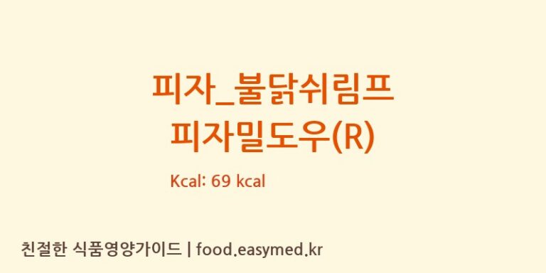 피자_불닭쉬림프 피자밀도우(R) 칼로리 및 주요 영양소 분석 (피자파는집)