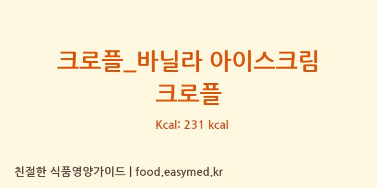 [크로플각] 크로플_바닐라 아이스크림 크로플 영양성분 (칼로리, 단백질, 나트륨)
