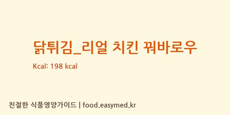 [멕시카나] 닭튀김_리얼 치킨 꿔바로우 영양성분 (칼로리, 단백질, 나트륨)