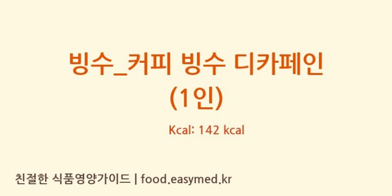 [카페베네] 빙수_커피 빙수 디카페인 (1인) 다이어트 영양 정보 (당류, 단백질)