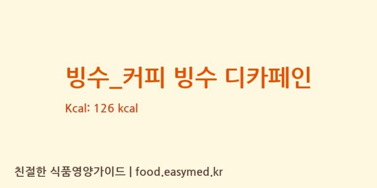 빙수_커피 빙수 디카페인 칼로리 및 주요 영양소 분석 (카페베네)