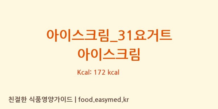 [배스킨라빈스] 아이스크림_31요거트 아이스크림 다이어트 영양 정보 (당류, 단백질)
