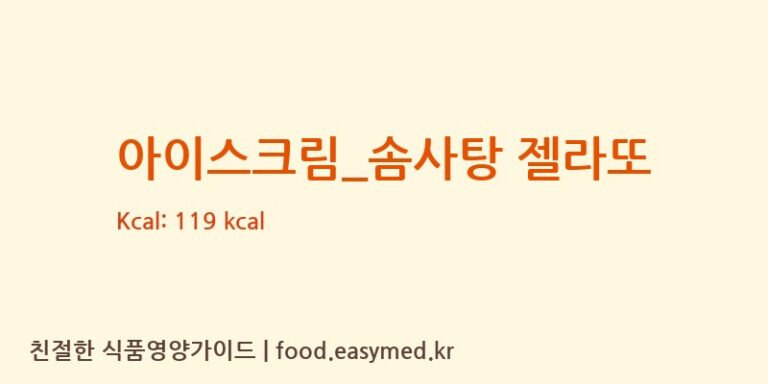 아이스크림_솜사탕 젤라또 칼로리 및 주요 영양소 분석 (카페띠아모)