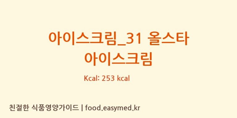 [배스킨라빈스] 아이스크림_31 올스타 아이스크림 다이어트 영양 정보 (당류, 단백질)