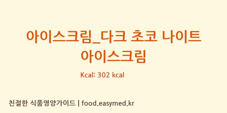 아이스크림_다크 초코 나이트 아이스크림 칼로리 및 주요 영양소 분석 (배스킨라빈스)