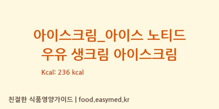 아이스크림_아이스 노티드 우유 생크림 아이스크림 칼로리 및 주요 영양소 분석 (배스킨라빈스)