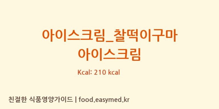 아이스크림_찰떡이구마 아이스크림 칼로리 및 주요 영양소 분석 (배스킨라빈스)