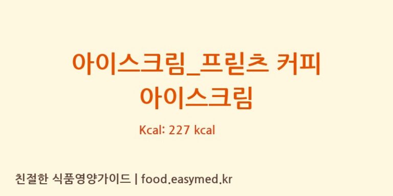 아이스크림_프릳츠 커피 아이스크림 칼로리 및 주요 영양소 분석 (배스킨라빈스)