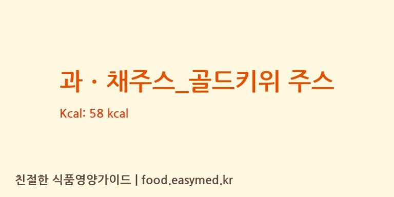 과ㆍ채주스_골드키위 주스 칼로리 및 주요 영양소 분석 (이디야)