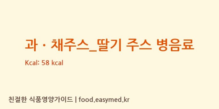 과ㆍ채주스_딸기 주스 병음료 칼로리 및 주요 영양소 분석 (스타벅스)