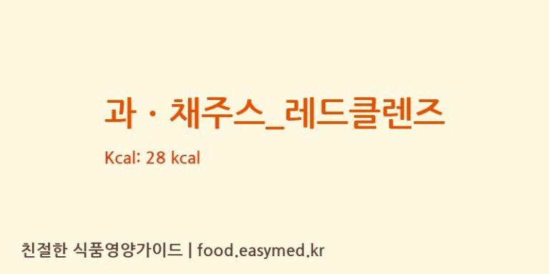 [커피베이] 과ㆍ채주스_레드클렌즈 영양성분 (칼로리, 단백질, 나트륨)
